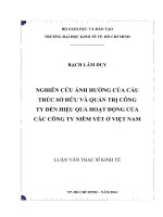Nghiên cứu ảnh hưởng của cấu trúc sở hữu và quản trị công ty đến hiệu quả hoạt động của các công ty niêm yết ở việt nam 