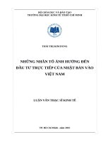 Những nhân tố ảnh hưởng đến đầu tư trực tiếp của nhật bản vào việt nam 