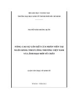 Nâng cao sự gắn kết của nhân viên tại ngân hàng thương mại cổ phần công thương việt nam và lãnh đạo mới về chất 