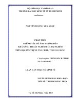 Phân tích những yếu tố ảnh hưởng đến khả năng thoát nghèo của hộ nghèo trên địa bàn thị xã tân châu, tỉnh an giang 