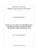 Đánh giá các nhân tố ảnh hưởng đến chi tiêu giáo dục của hộ gia đình thành thị   nông thôn việt nam 