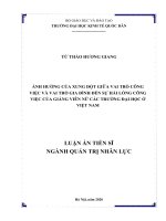 Ảnh hưởng của xung đột giữa vai trò công việc và vai trò gia đình đến sự hài lòng công việc của giảng viên nữ các trường đại học ở việt nam 
