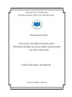 Ứng dụng thẻ điểm cân bằng (BSC) để đánh giá hiệu quả hoạt động kinh doanh tại VNPT vĩnh long 