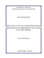Phân tích các yếu tố tác động đến quyết định kiểm tra sức khỏe định kỳ của người dân thành phố hồ chí minh 