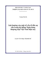 Ảnh hưởng của một số yếu tố đến nợ xấu trong hệ thống ngân hàng thương mại việt nam hiện nay 