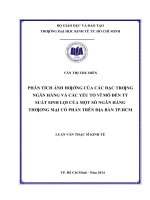 Phân tích ảnh hưởng của các đặc trưng ngân hàng và các yếu tố vĩ mô đến tỷ suất sinh lợi của một số ngân hàng TMCP trên địa bàn TPHCM 