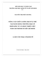 Nâng cao chất lượng dịch vụ thẻ tại ngân hàng thương mại cổ phần đầu tư và phát triển việt nam chi nhánh thành phố hồ chí minh 