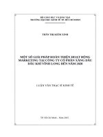 Một số giải pháp hoàn thiện hoạt động marketing tại công ty cổ phần xăng dầu, dầu khí vĩnh long đến năm 2020 
