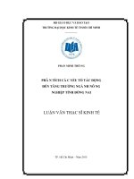 Phân tích các yếu tố tác động đến tăng trưởng ngành nông nghiệp tỉnh đồng nai 