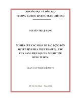 Nghiên cứu các nhân tố tác động đến quyết định mua thực phẩm tại các cửa hàng tiện lợi của người tiêu dùng thành phố hồ chí minh 