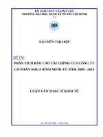 Phân tích báo cáo tài chính công ty cổ phần nhựa bình minh từ năm 2009   2013 
