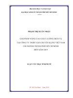 Giải pháp nâng cao chất lượng dịch vụ tại công ty TNHH vận chuyển kline việt nam chi nhánh thành phố hồ chí minh đến năm 2019 