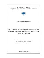 Khảo sát mức độ tác động của các yếu tố đến xu hướng mua thực phẩm hữu cơ trực tuyến tại thành phố hồ chí minh 