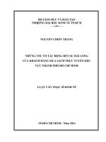 Những yếu tố tác động đến sự hài lòng khách hàng mua sách trực tuyến khu vực thành phố hồ chí minh 