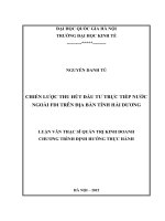 Chiến lược thu hút đầu tư trực tiếp nước ngoài FDI trên địa bàn tỉnh hải dương    