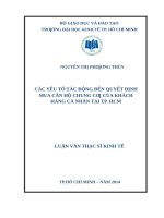 Các yếu tố tác động đến quyết định mua căn hộ chung cư của khách hàng cá nhân tại thành phố hồ chí minh 