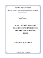 Hoàn thiện hệ thống kế toán trách nhiệm tại công ty cổ phần may phương đông 