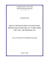 Quản lý rủi ro tín dụng tại ngân hàng thương mại cổ phần đầu tư và phát triển việt nam   chi nhánh hà tây    