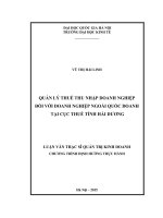 Quản lý thuế thu nhập doanh nghiệp đối với doanh nghiệp ngoài quốc doanh tại cục thuế tỉnh hải dương    