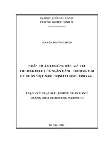 Nhân tố ảnh hưởng đến giá trị thương hiệu của ngân hàng thương mại cổ phần việt nam thịnh vượng (VP BANK)     