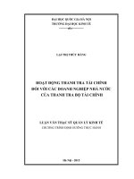 Hoạt động thanh tra tài chính đối với các doanh nghiệp nhà nước của thanh tra bộ tài chính   