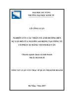 Nghiên cứu các nhân tố ảnh hưởng đến sự gắn bó của người lao động trong Công ty Cổ phần Xi măng Vicem Hải Vân