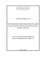 Phát triển hoạt động kinh doanh ngoại hối tại ngân hàng thương mại cổ phần ngoại thương việt nam  