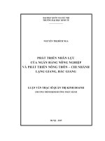 Phát triển nhân lực của ngân hàng nông nghiệp và phát triển nông thôn   chi nhánh lạng giang, bắc giang    