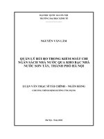 Quản lý rủi ro trong kiểm soát chi ngân sách nhà nước qua kho bạc nhà nước sơn tây, thành phố hà nội 