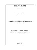 Phát triển nông nghiệp công nghệ cao ở tỉnh hà nam 