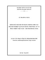 Kiểm soát rủi ro tín dụng trong cho vay doanh nghiệp tại ngân hàng TMCP đầu tư và phát triển việt nam chi nhánh đà nẵng    