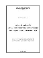 Quản lý nhà nước về tái chế chất thải công nghiệp trên địa bàn thành phố hà nội 