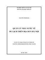 Quản lý nhà nước về du lịch trên địa bàn hà nội    