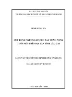 Huy động nguồn lực cho xây dựng nông thôn mới trên địa bàn tỉnh lào cai 