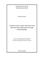 Vai trò của đầu tư trực tiếp nước ngoài đối với sự phát triển kinh tế xã hội ở tỉnh vĩnh phúc   