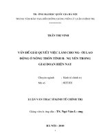 Vấn đề giải quyết việc làm cho người lao động ở nông thôn tỉnh hưng yên trong giai đoạn hiện nay   