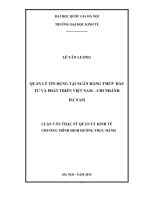 Quản lý tín dụng tại ngân hàng TMCP đầu tư và phát triển việt nam   chi nhánh hà nam   