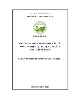 Giải pháp phát triển hợp tác xã nông nghiệp tại huyện đại từ, tỉnh thái nguyên 