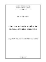 Tăng thu ngân sách nhà nước trên địa bàn tỉnh hải dương 