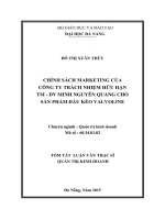 Chính sách marketing của Công ty TNHH TMDV Minh Nguyên Quang cho sản phẩm dầu kéo Valvoline