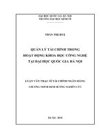 Quản lý tài chính trong hoạt động khoa học công nghệ tại đại học quốc gia hà nội     