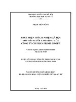 Thực hiện trách nhiệm xã hội đối với người lao động của công ty cổ phần prime group    