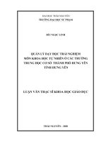 Quản lý dạy học trải nghiệm môn khoa học tự nhiên ở các trường trung học cơ sở thành phố Hưng Yên tỉnh Hưng Yên (Luận văn thạc sĩ)
