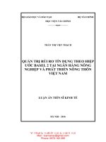 Quản trị rủi ro tín dụng theo Hiệp ước Basel 2 tại Ngân hàng Nông nghiệp và Phát triển Nông thôn Việt Nam