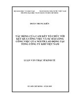 Tác động của cam kết tổ chức tới kết quả công việc và sự hài lòng công việc của người lao động tại tổng công ty khí việt nam 