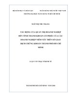 Tác động của quản trị doanh nghiệp đến tính thanh khoản cổ phiếu của các doanh nghiệp niêm yết trên sở giao dịch chứng khoán thành phố hồ chí minh 