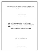Các yếu tố ảnh hưởng đến rủi ro tín dụng bán lẻ tại ngân hàng thương mại cổ phần đầu tư và phát triển việt nam   chi nhánh gia lai 