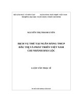 Dịch vụ thẻ tại ngân hàng thương mại cổ phần đầu tư và phát triển việt nam   chi nhánh bảo lộc 