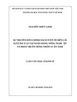 Sự truyền dẫn chính sách tiền tệ đến lãi suất bán lẻ tại ngân hàng nông nghiệp và phát triển nông thôn việt nam 