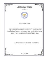 Các nhân tố ảnh hưởng đến mức độ tuân thủ thuế của các Doanh nghiệp nộp thuế xuất nhập khẩu trên địa bàn Thành phố Biên Hòa